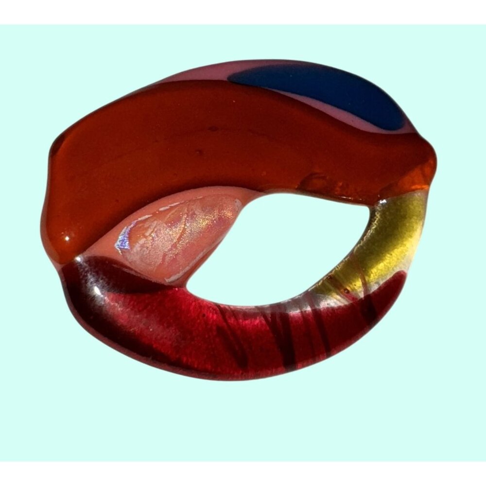 vintage Handmade art studio Glass Brooch With Abstract Design - Picture 3 of 5